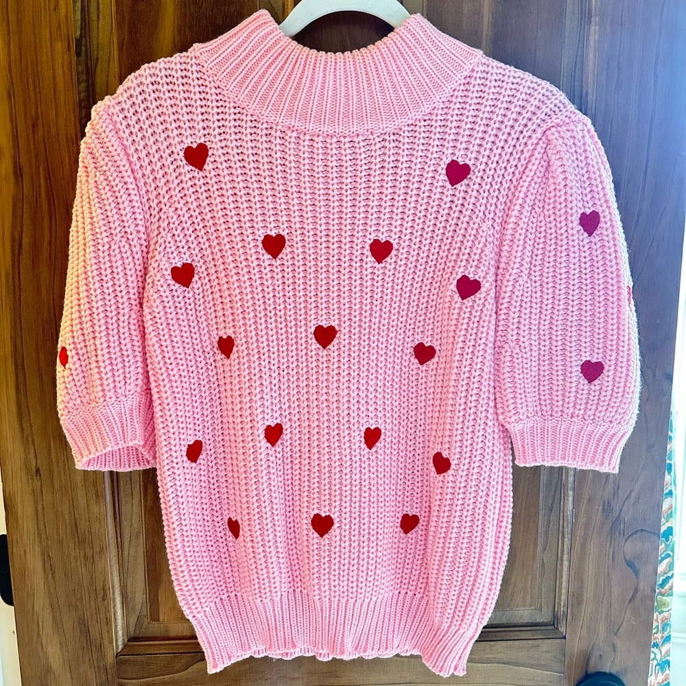 English Factory Heart Shaped Embroidered Sweater